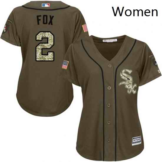 Womens Majestic Chicago White Sox 2 Nellie Fox Authentic Green Salute to Service MLB Jersey